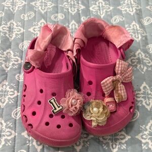 CROCS Kids Pink Sandals with Fun Charms